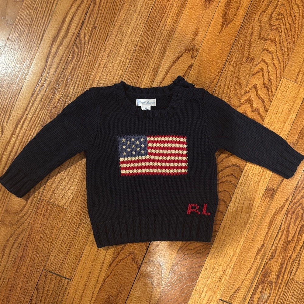 Ralph Lauren Navy Knit with Flag Pattern